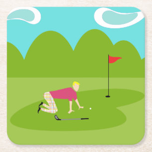 Retro Golfer Paper Coaster