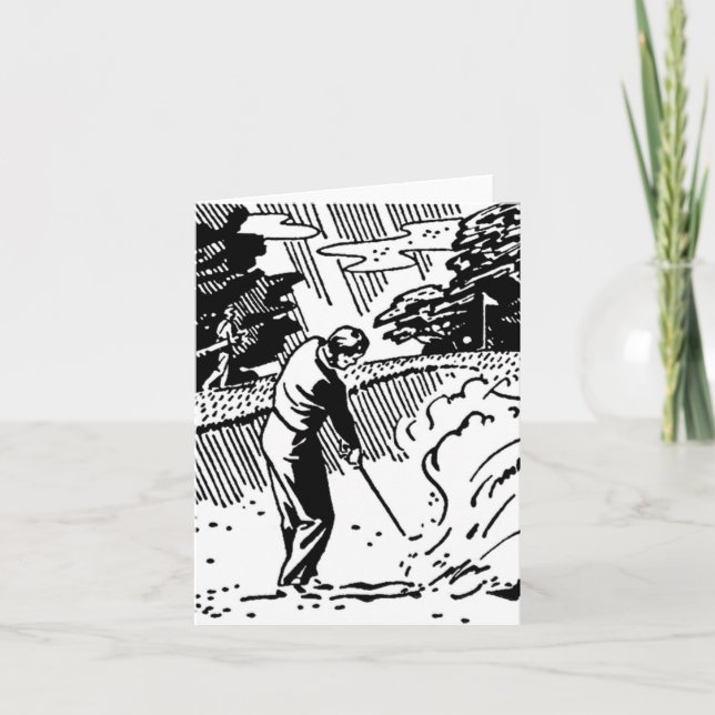 Retro Golfer Sand Trap Note Card (Front)