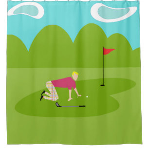 Retro Golfer Shower Curtain