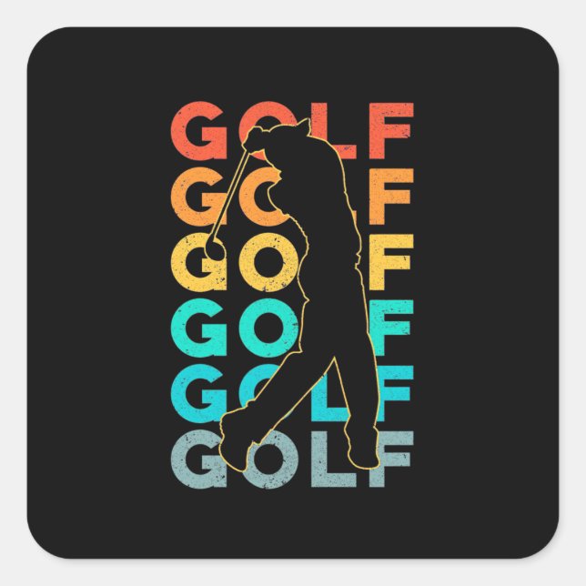 Retro Golfer Square Sticker (Front)