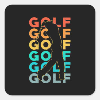 Retro Golfer Square Sticker
