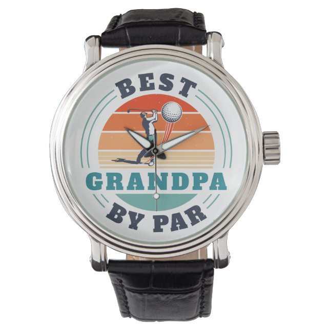 Retro Golfing Best Grandpa By Par Custom Watch (Front)
