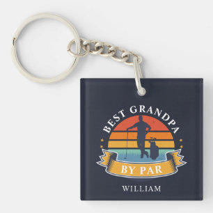 Retro Golfing Best Grandpa By Par Personalised Key Ring