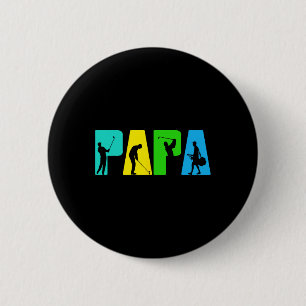 Retro Golfing Papa Golfer Shirt. Golf Gifts For Fa 6 Cm Round Badge