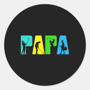 Retro Golfing Papa Golfer Shirt. Golf Gifts For Fa Classic Round Sticker