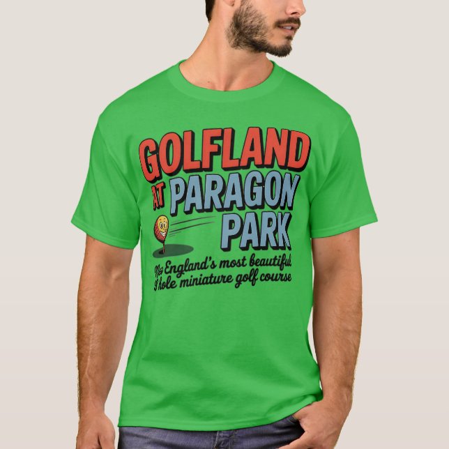 Retro GolfLand at Paragon Park T-Shirt – New Engla (Front)