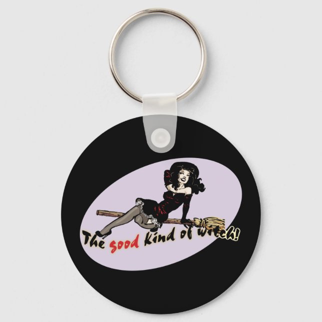 Retro Good Kind of Witch Key Ring (Front)