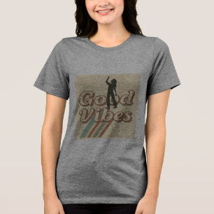 Retro Good Vibes 70s Silhouette Rainbow T-Shirt Tri-Blend Shirt