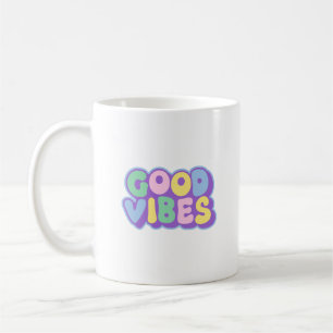 Retro Good Vibes Colourful Bubble Letter Coffee Mu Mug