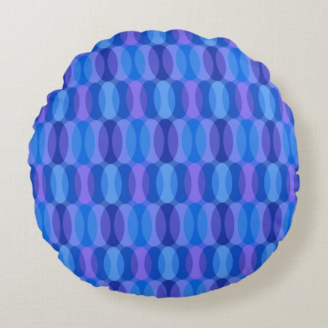 Retro Good Vibes Geometric Pattern Round Cushion (Front)