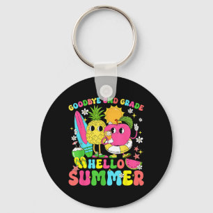 Retro Goodbye 2nd Grade Hello Summer End Of School Key Ring