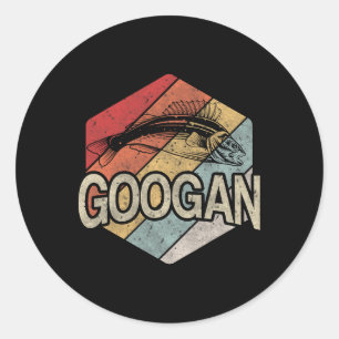 Retro Googan Fish Fishing Vintage Sunset Funny Fis Classic Round Sticker