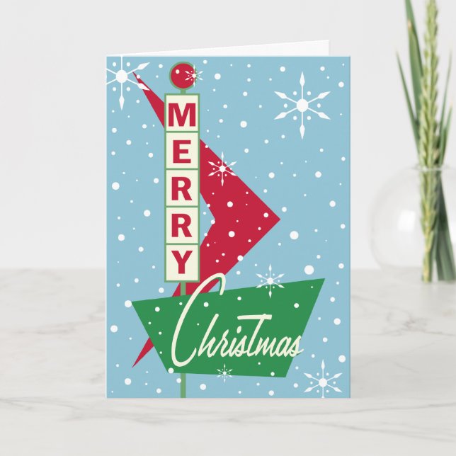 Retro Googie Merry Christmas Card (Front)