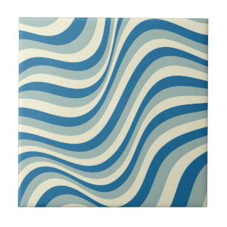 Retro Goovy Light And Dark Blue Ceramic Tile
