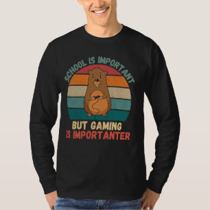 Retro Gopher School Is Important Gaming Is Importa T-Shirt