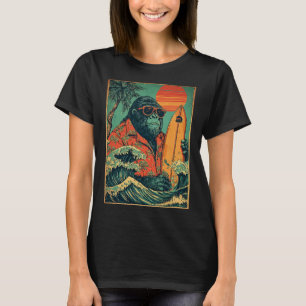 Retro Gorilla Surfer Hawaiian Animal Surfing Beach T-Shirt
