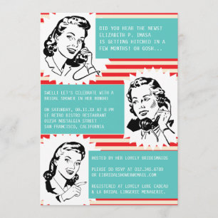 Retro Gossip Gals Bridal Shower Invitations