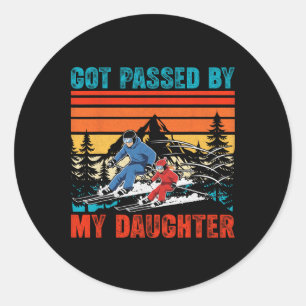Retro Got Ped By My Daughter Funny Father Snow Ski Classic Round Sticker
