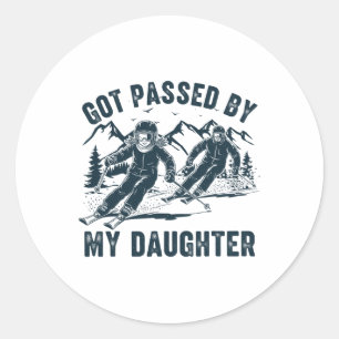 Retro Got Ped By My Daughter Funny Skiing _1 Classic Round Sticker