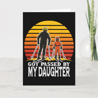 Retro Got Ped By My Daughter Funny Skiing Design  Card