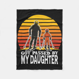 Retro Got Ped By My Daughter Funny Skiing Design  Fleece Blanket