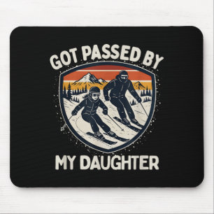 Retro Got Ped By My Daughter Skiing, Funny Dad Ski Mouse Pad