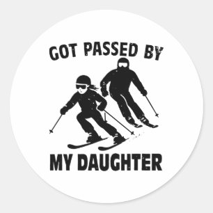 Retro Got Ped By My Daughter Skiing Funny Family S Classic Round Sticker
