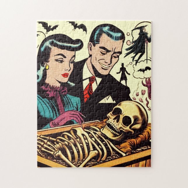 Retro Goth Couple Comics Jigsaw Puzzle (Vertical)