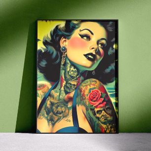 Retro Goth Pinup Poster