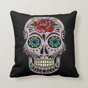 Retro Goth Sugar Skull Cushion