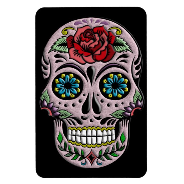 Retro Goth Sugar Skull Magnet (Vertical)
