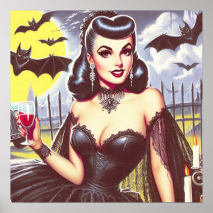 Retro Goth Vampire Pin-up Poster