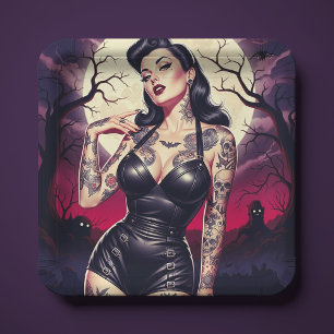 Retro Gothic Girl Paper Plate