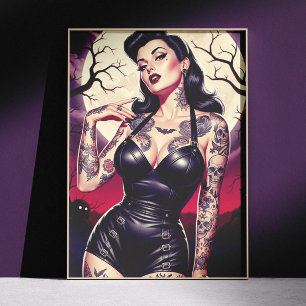 Retro Gothic Girl Poster