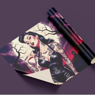 Retro Gothic Girl Wrapping Paper