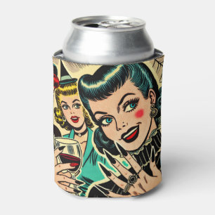Retro Gothic Halloween Girls Comics Can Cooler
