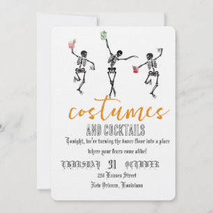 Retro Gothic Skull Dance Halloween Party Invitation