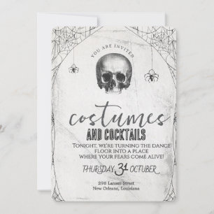 Retro Gothic Skull Dance Halloween Party Invitation