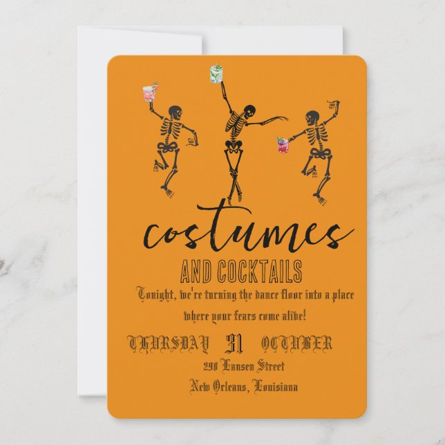 Retro Gothic Skull Dance Halloween Party Invitation (Front)
