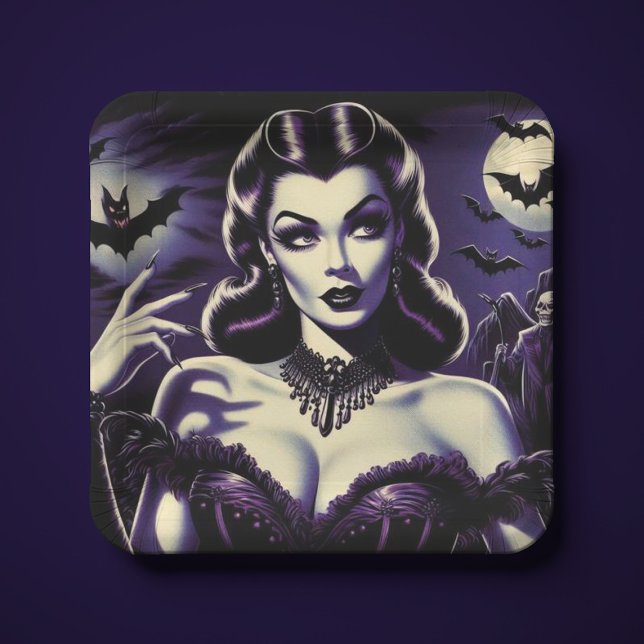 Retro Gothic Woman Paper Plate (Creator Uploaded)