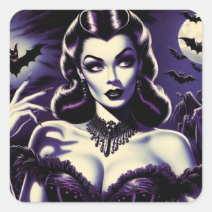 Retro Gothic Woman Square Sticker