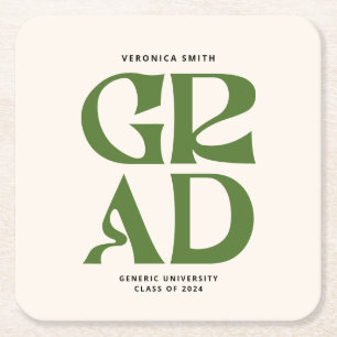 Retro Grad  Square Paper Coaster