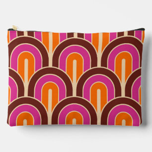 Retro Gradated Geometric Fan Pattern Accessory Pouch