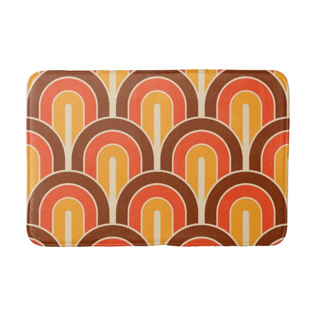 Retro Gradated Geometric Fan Pattern Bath Mat (Front)