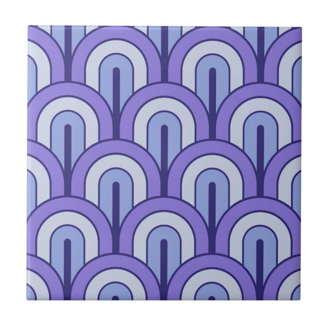 Retro Gradated Geometric Fan Pattern Ceramic Tile (Front)