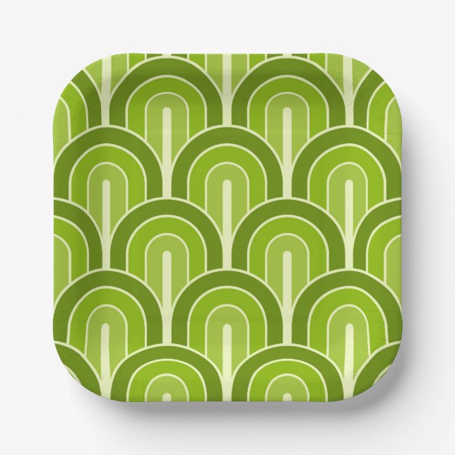 Retro Gradated Geometric Fan Pattern Paper Plate (Front)