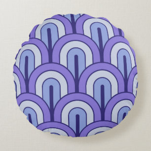Retro Gradated Geometric Fan Pattern Round Cushion