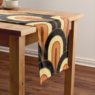 Retro Gradated Geometric Fan Pattern Short Table Runner