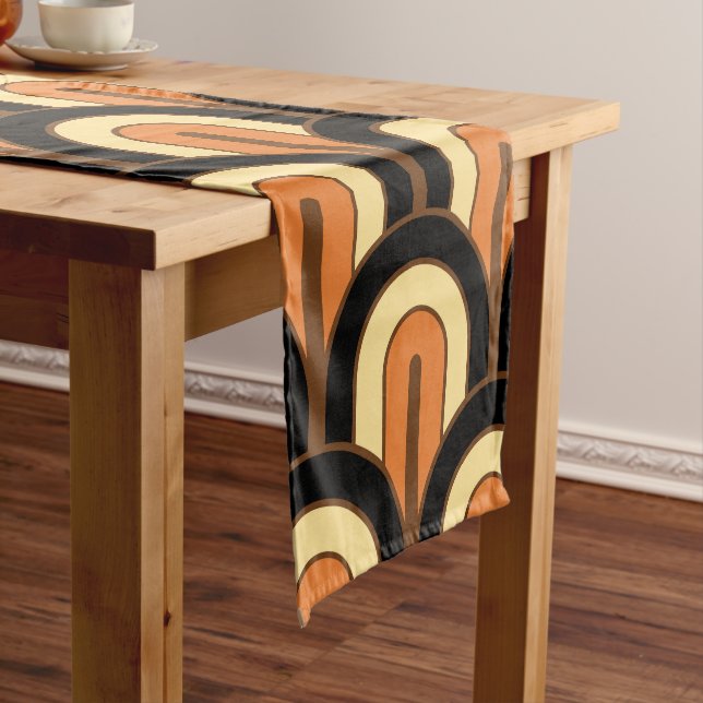 Retro Gradated Geometric Fan Pattern Short Table Runner (In Situ)