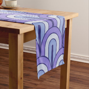 Retro Gradated Geometric Fan Pattern Short Table Runner
